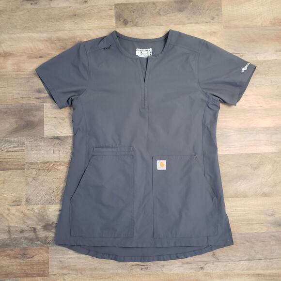 Carhartt Force Women's Size XS Dark Gray Modern Fit Scrub Top - Picture 1 of 6